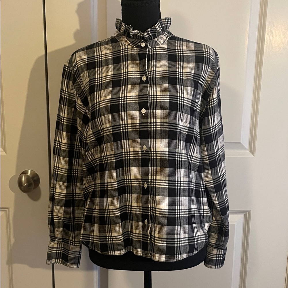Banana Republic Ruffle Flannel Snowcapped Shirt Size S